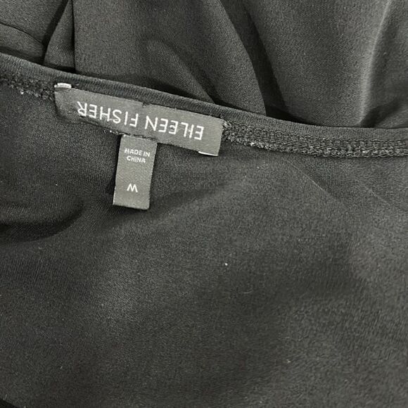 Eileen Fisher Black Silk 3/4 Sleeve Scoop Neck Dress Size M - Picture 4 of 8